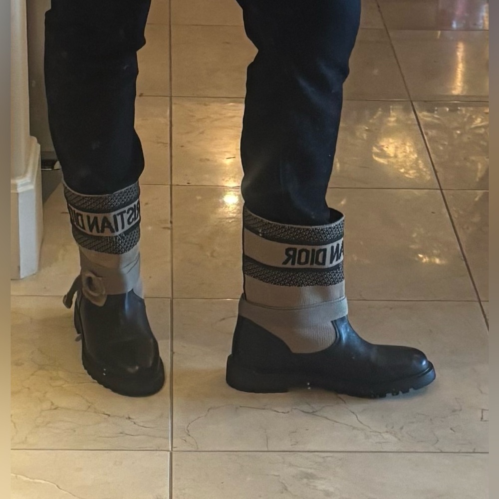 Dior style black and tan chic combat boots